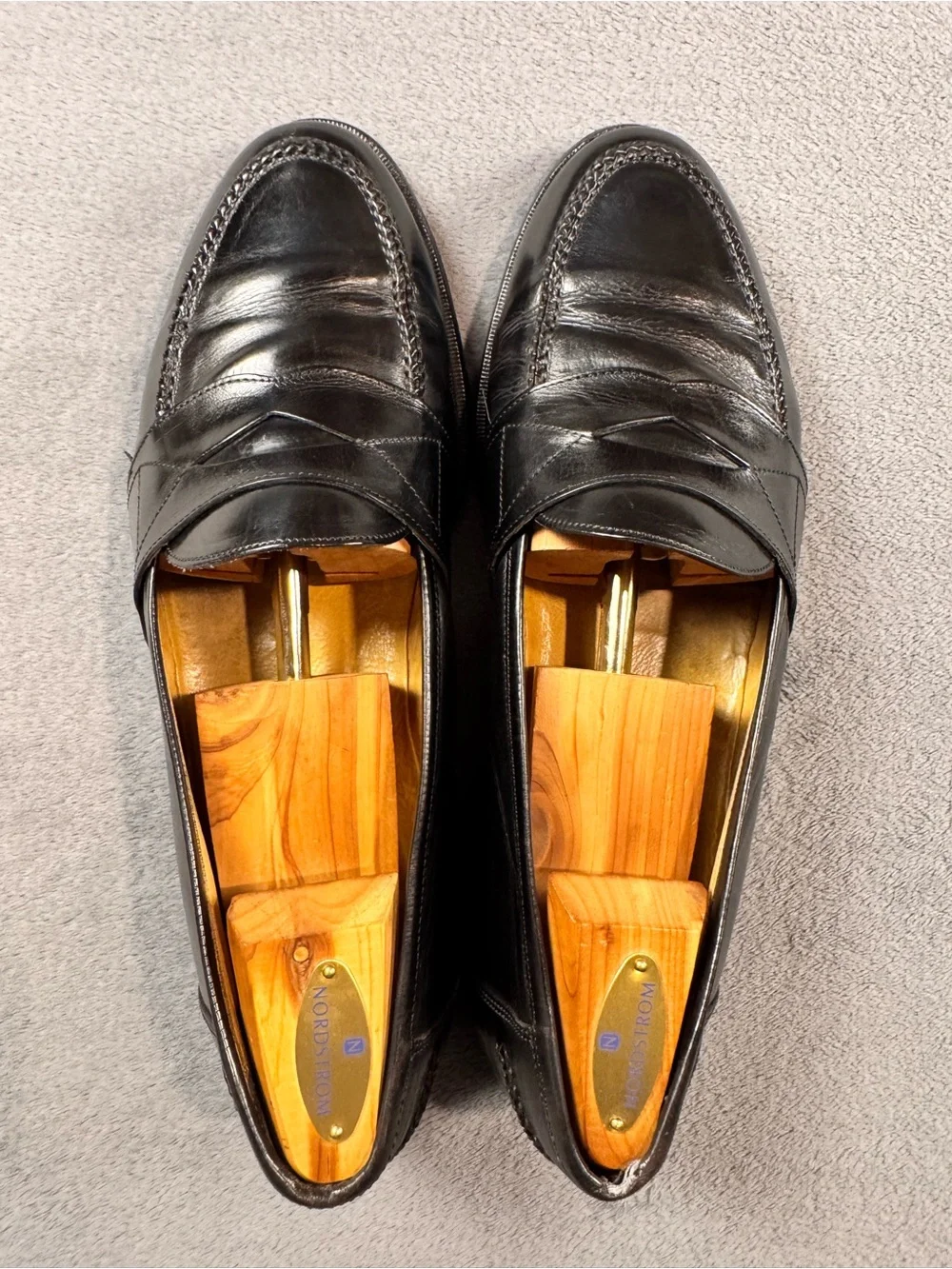 Johnston & Murphy Black Leather Penny Loafers - Men